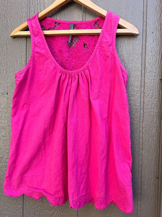 Anthropologie Tops - Anthropologie Hot Pink Lace-Back Sleeveless Camisole size S